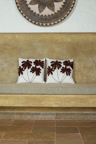 Chocolate Palm Tree Cushion Cover
