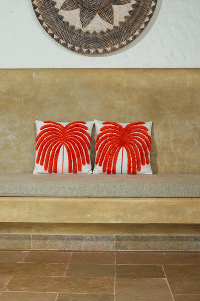Red Palm Tree Cushion Cover