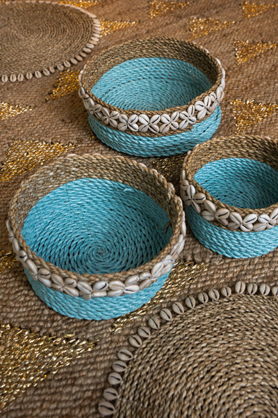 Moana Round Shell Baskets - Blue