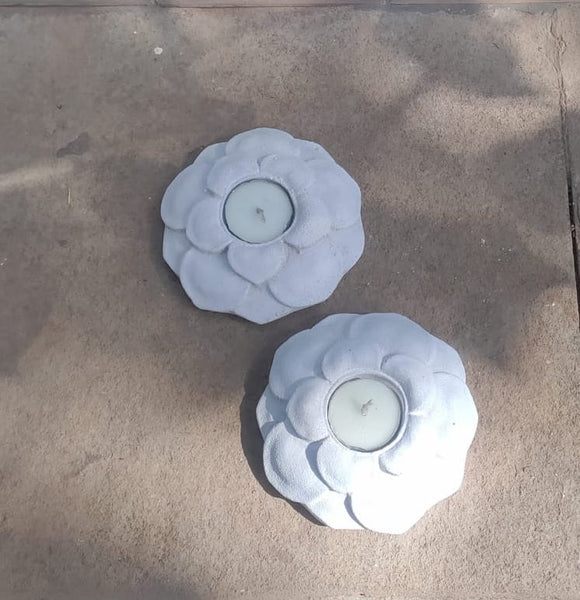 Flower Clay Candle Holder - Set of 2