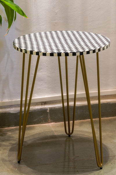 Large Indy Side Table - Black/White Check