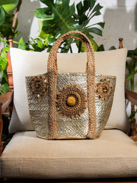 Golden Sun Jute Tote