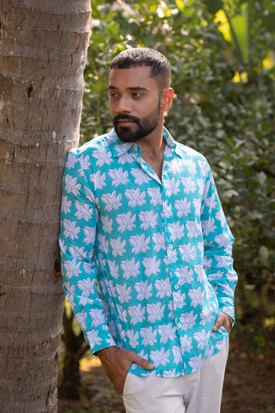 Turquoise Lotus Flower - Long Sleeve