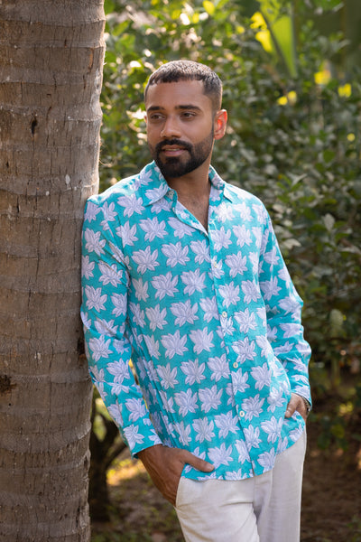 Turquoise Lotus Flower - Long Sleeve