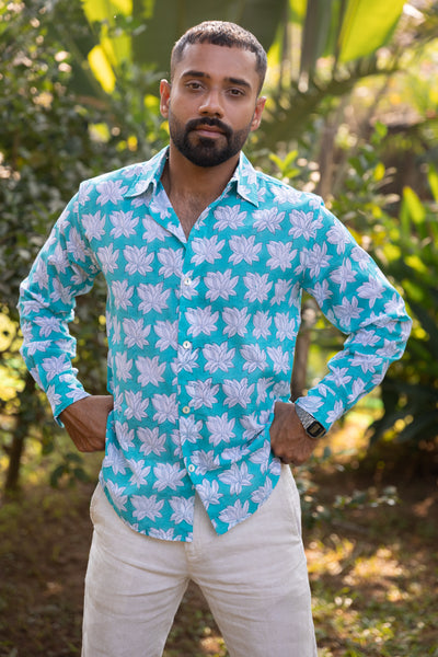 Turquoise Lotus Flower - Long Sleeve