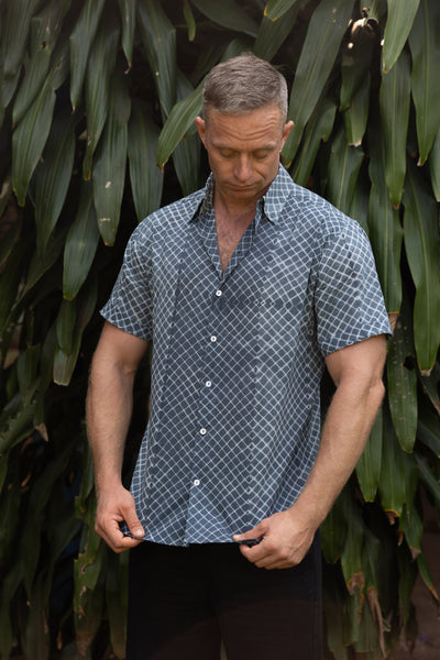 Shibori Shirt - Black Short Sleeve