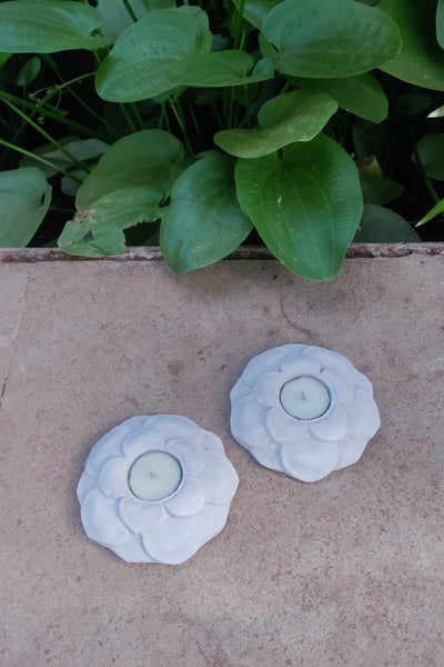 Flower Clay Candle Holder - Set of 2