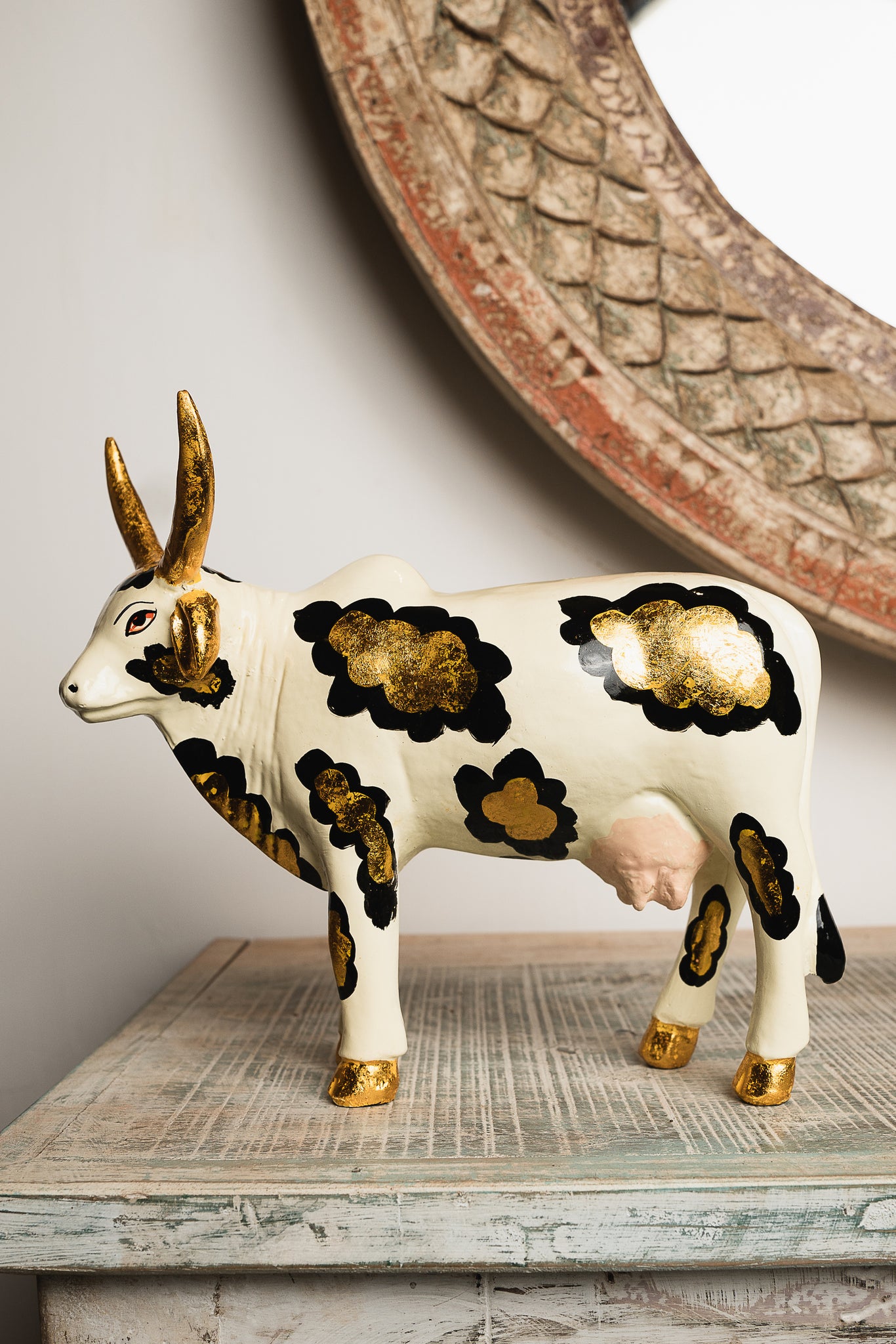 Flower Cow Statue