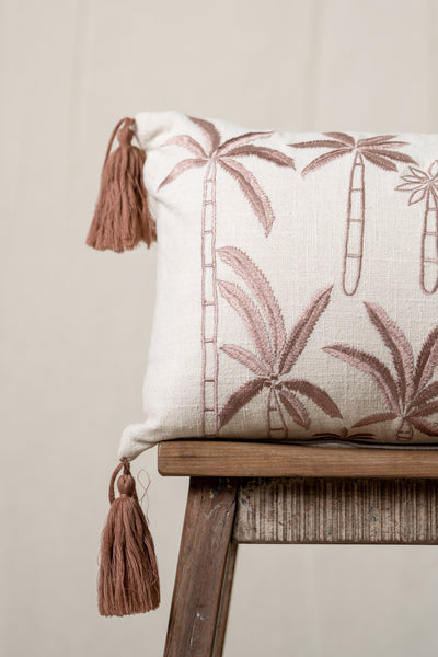 Ecru Palm Tree Cushion Cover