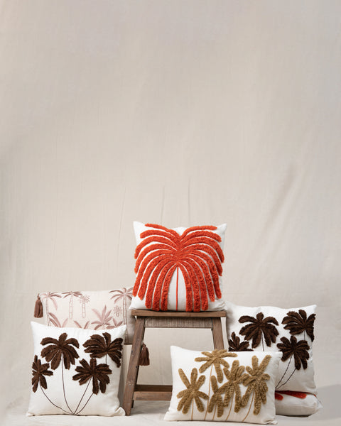 Chocolate Palm Tree Cushion Cover