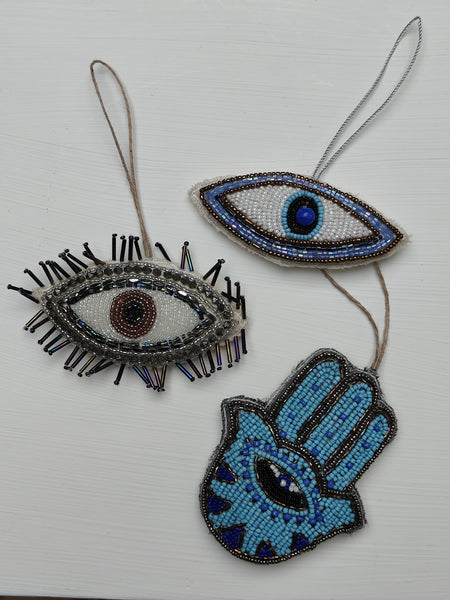 Beaded Evil Eye Danglers - Set of 3