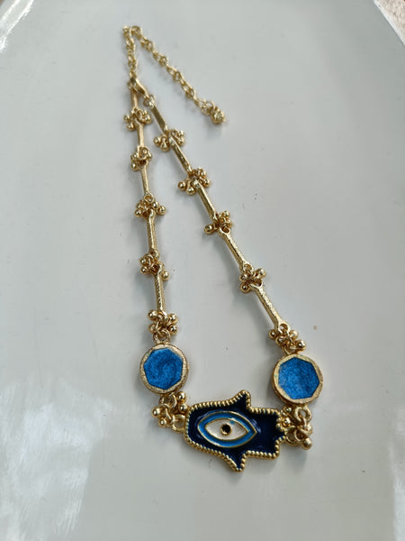 Humza Choker Necklace - Blue