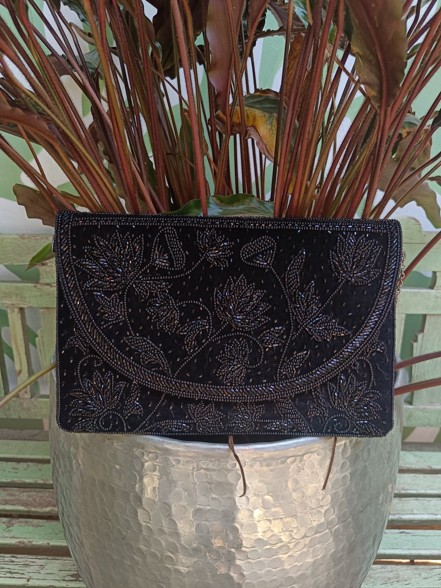 Black Beaded Clutch