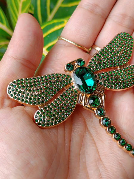 Magnetic Dragonfly Brooch - Green
