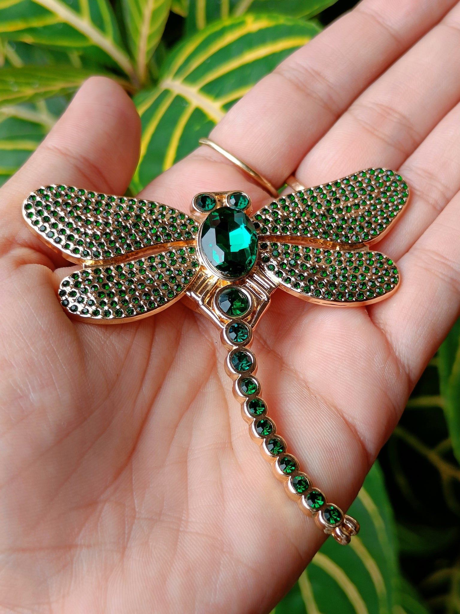 Magnetic Dragonfly Brooch - Green