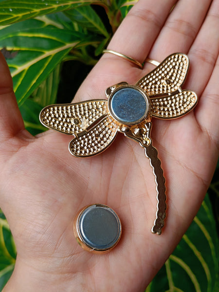 Magnetic Dragonfly Brooch - Green