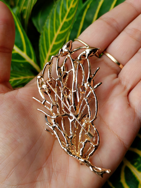 Leaf Brooch - Blue