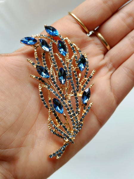 Leaf Brooch - Blue