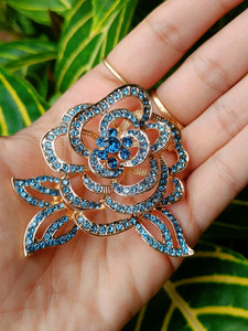 Rose Brooch - Blue