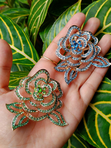 Rose Brooch - Blue