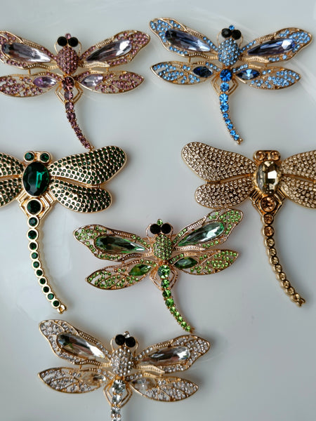 Magnetic Dragonfly Brooch - Green