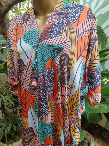 Drop Sleeve Dress - Hot Tropical