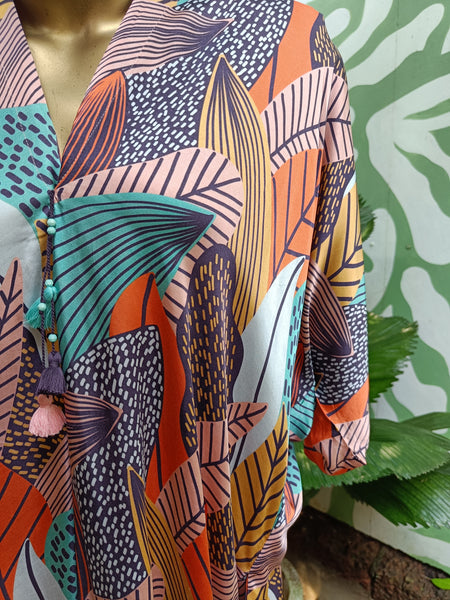 Drop Sleeve Dress - Hot Tropical
