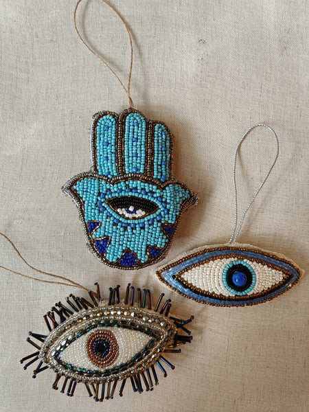 Beaded Evil Eye Danglers - Set of 3