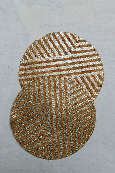 Jute Gold Striped Placemat - Set of 2