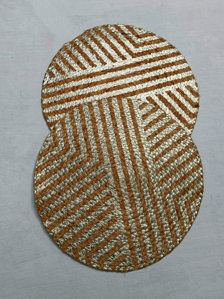 Jute Gold Striped Placemat - Set of 2