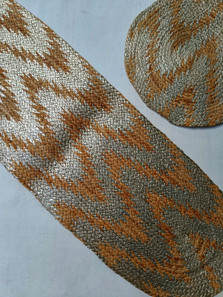 Gold Zigzag Jute Braided Runner