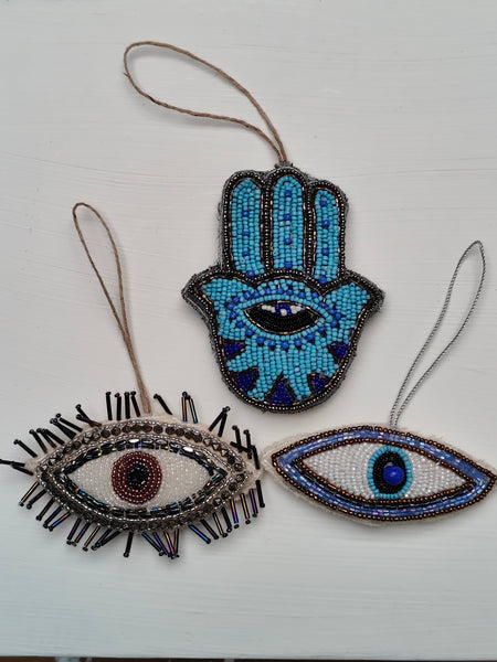 Beaded Evil Eye Danglers - Set of 3