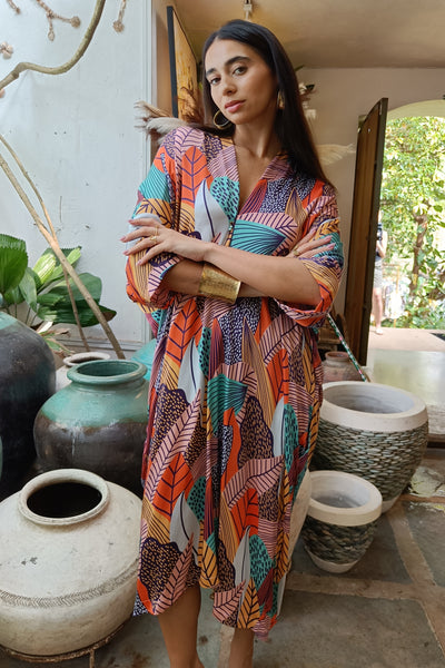 Drop Sleeve Dress - Hot Tropical