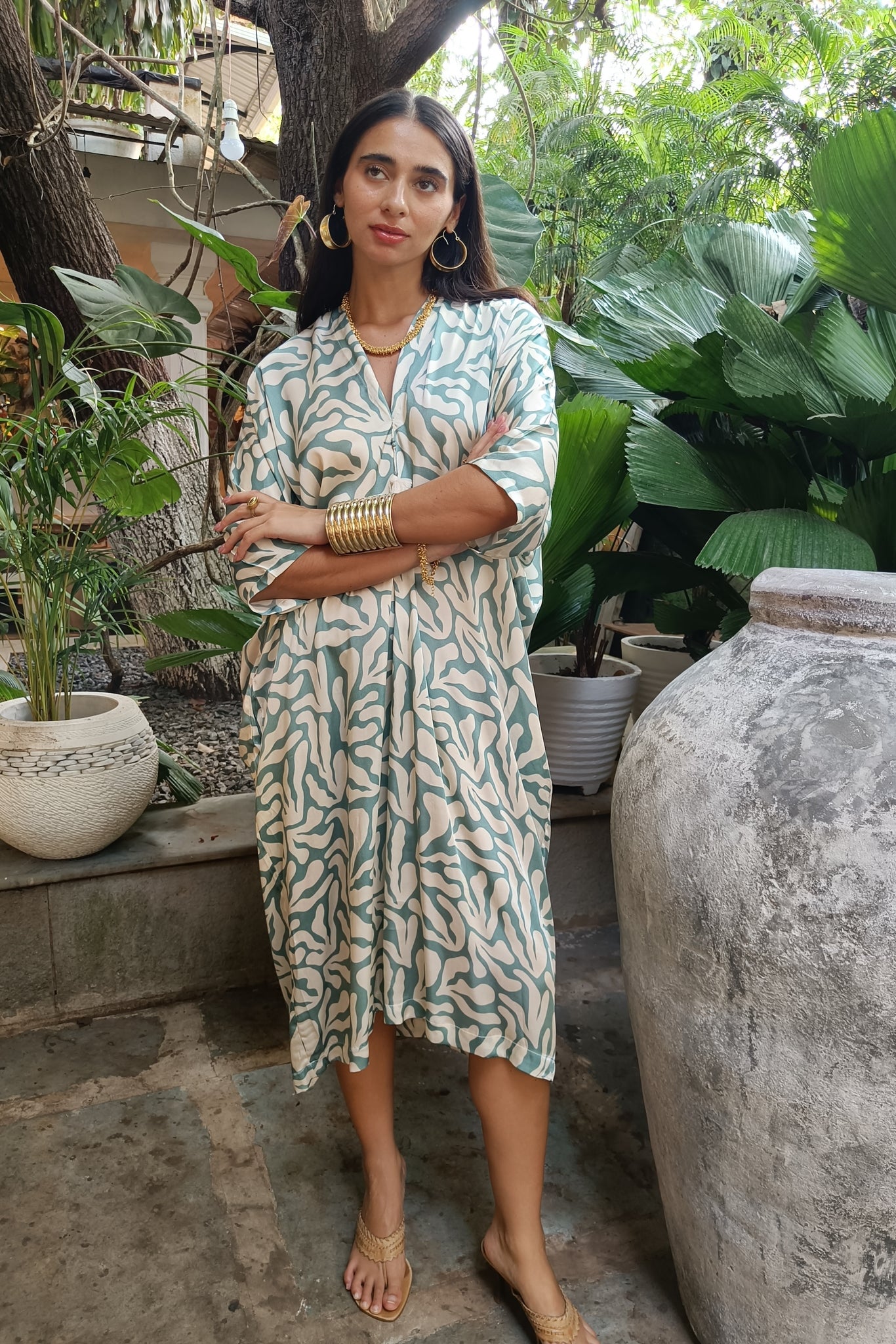 Drop Sleeve Dress - Seaweed