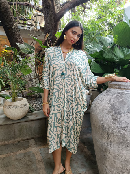 Drop Sleeve Dress - Seaweed
