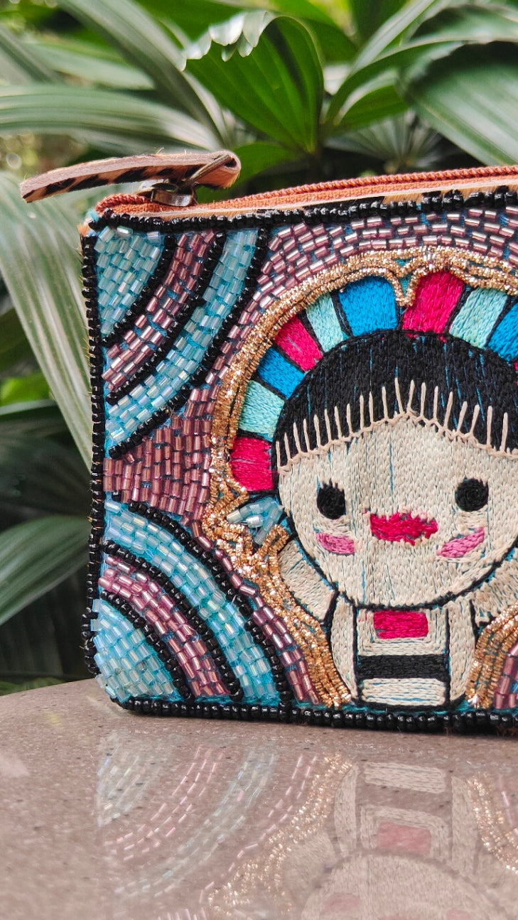 Beaded Goat Pouch - Leopard
