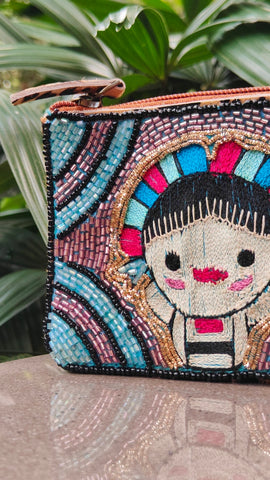 Beaded Goat Pouch - Leopard