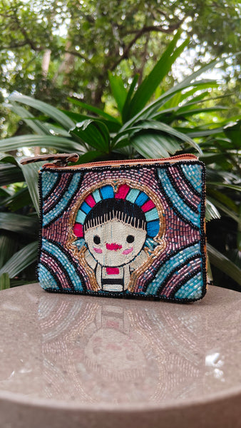 Beaded Goat Pouch - Leopard