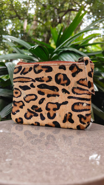 Beaded Goat Pouch - Leopard