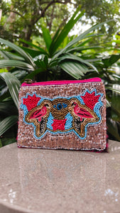 Beaded Goat Pouch - Pink