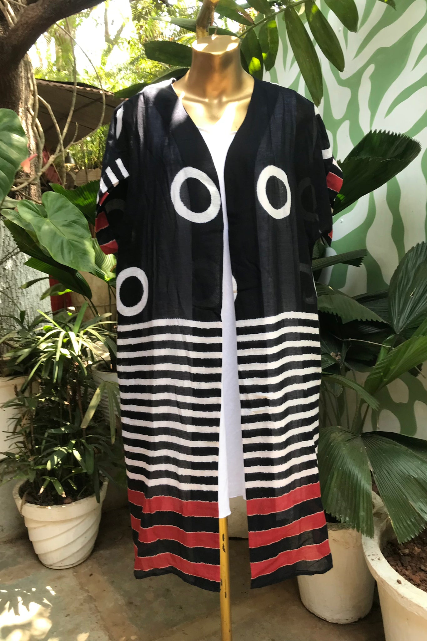 Short Sleeve Block Print Kimono