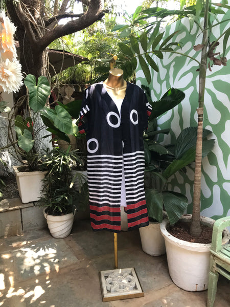 Short Sleeve Block Print Kimono