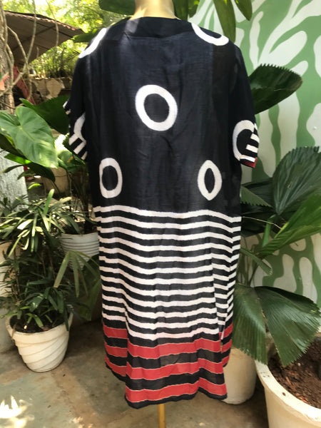 Short Sleeve Block Print Kimono