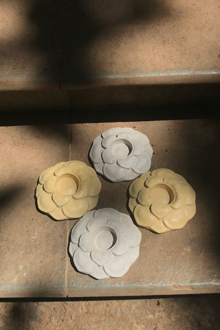 Flower Clay Candle Holder - Set of 2