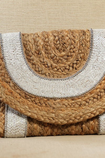 White Beaded Jute Bag