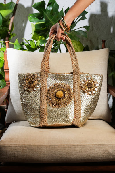 Golden Sun Jute Tote