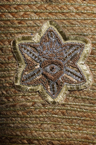 Beaded Star Jute Tote