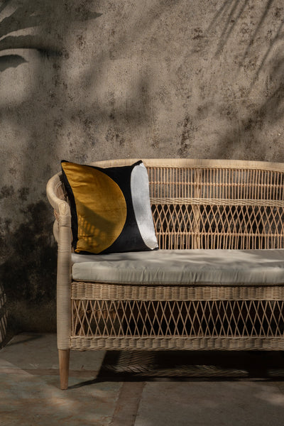 Blocks, Striped & Crescent Velvet Cushion Cover - Gold
