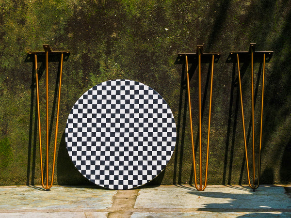 Large Indy Side Table - Black/White Check