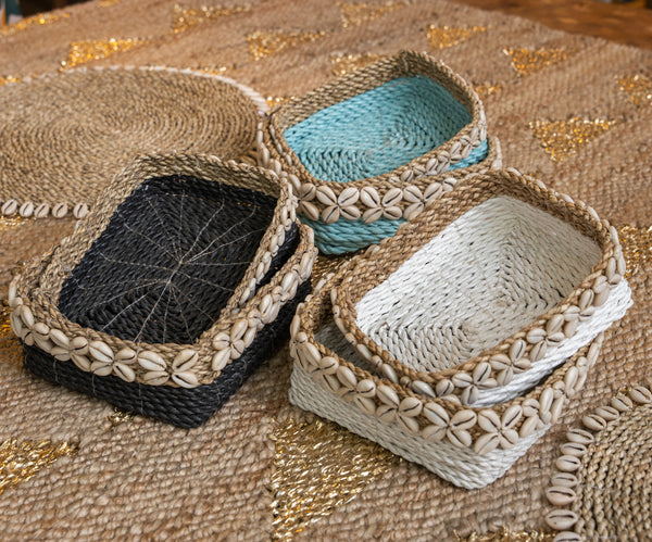 Moana Square Shell Baskets - Blue